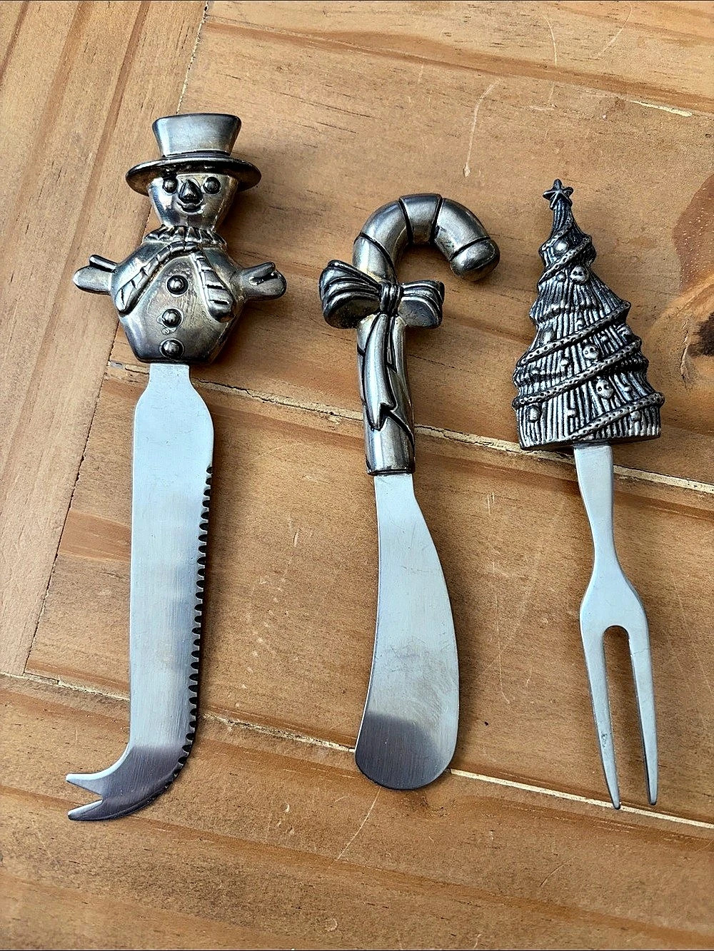 Wallace Silversmiths Christmas Holiday Cheese Spreader Set Christmas Holiday